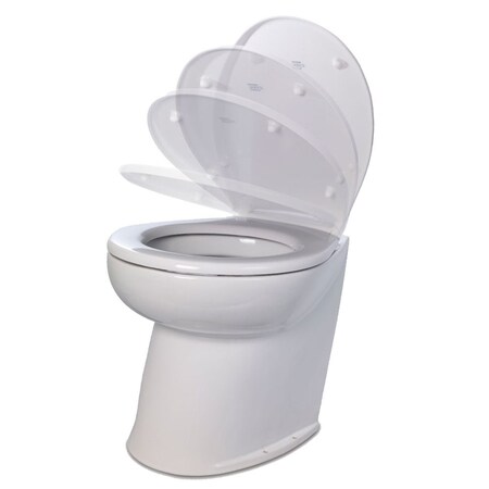 Jabsco Deluxe Flush 17in Angled Back 12V Freshwater Electric Marine Toilet w/Solenoid Valve, Sof 58020-3012